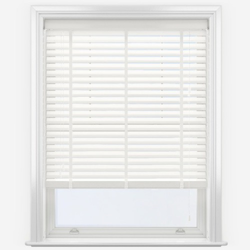 Soft White Faux Wood Blind With Tapes 1